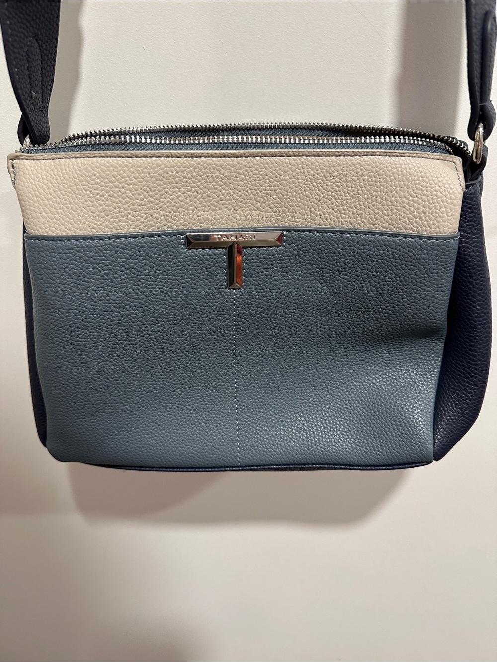 Tahari Two-Tone Blue, Cream & Navy Crossbody